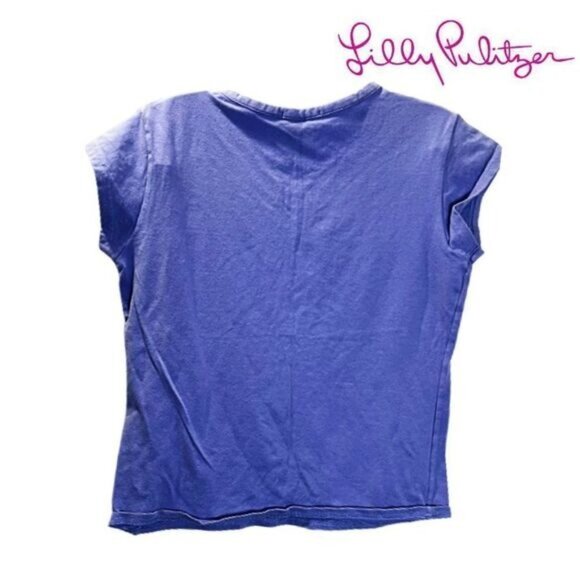 Lilly Pulitzer Girls Cap‎ Sleeve V Neck Basic Tee Tops - Picture 2 of 5